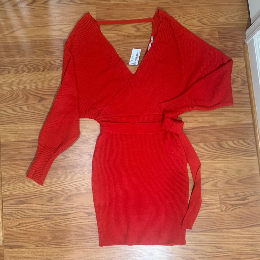 Red mini cotton dress